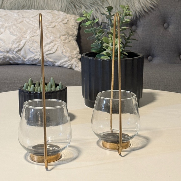 Vintage Triangular Tabletop  Glass Lantern Candle Holder - Picture 3 of 4